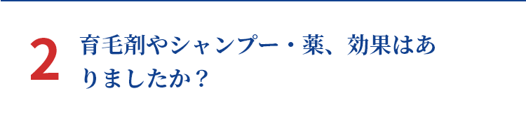 2 育毛剤やシャンプー・薬、効果はありましたか？